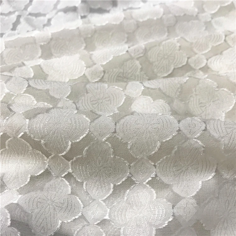 
White Bridal Fabric Satin Viscose Fabric 18mm Jacquard Fabric for wedding dress 
