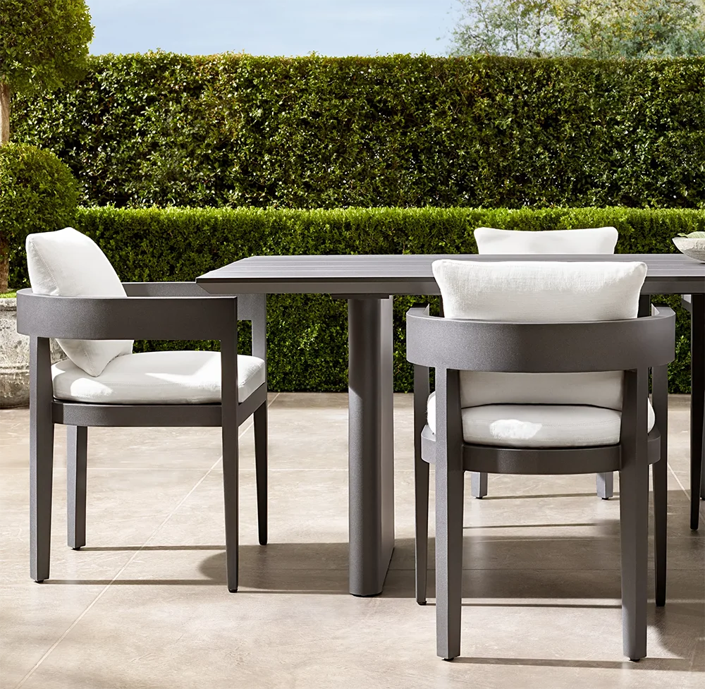 Decoout Modern Luxury Aluminum Garden Dining Furniture Sets Outdoor Dining Table and Chair Set