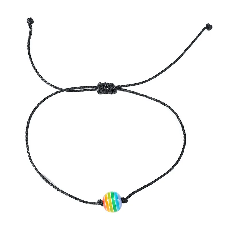 Yiwu Meise Adjustable gay bead woven fashion rainbow bracelet for men and women