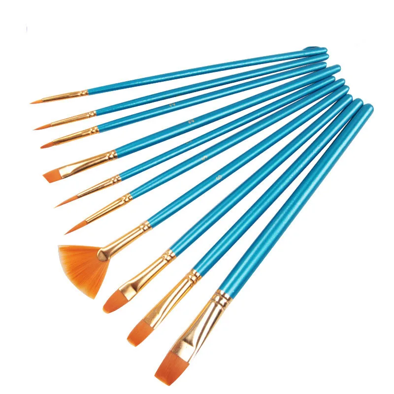 Watercolor Wooden Handle Painting Brush Small Flat Artist Paint Brush Set for Painting