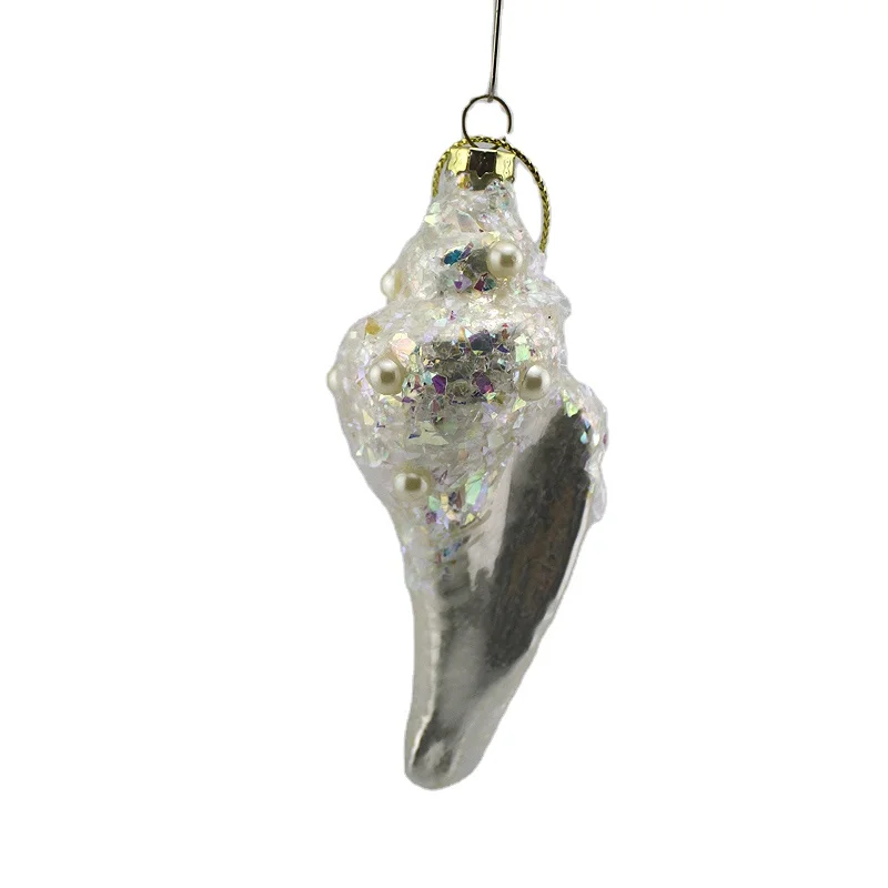 Новый дизайн украшения ручной работы золотые подвесные стеклянные раковины для рождественской