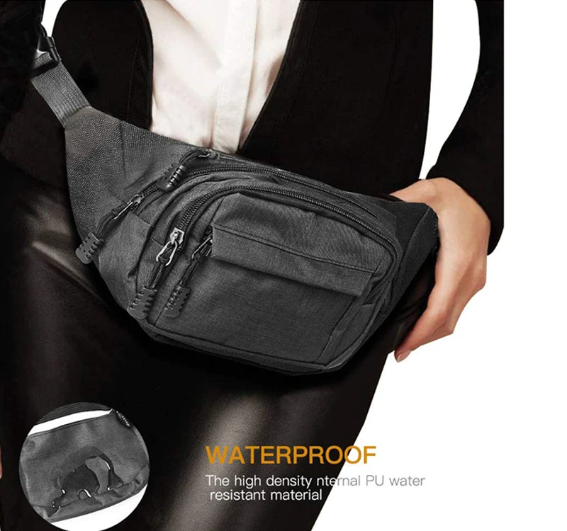Поясная Сумка на заказ, водонепроницаемая Спортивная бананка с 4 карманами на молнии, для путешествий, пешего туризма, отдыха, сумка на бедро, камбоджийский завод