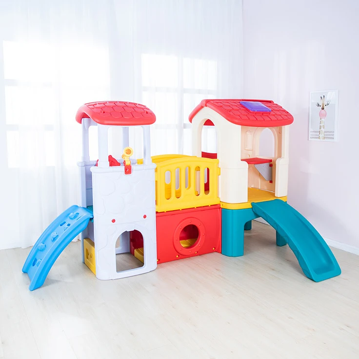 Kindergarten colorful indoor playground slide combination plastic playhouse toy