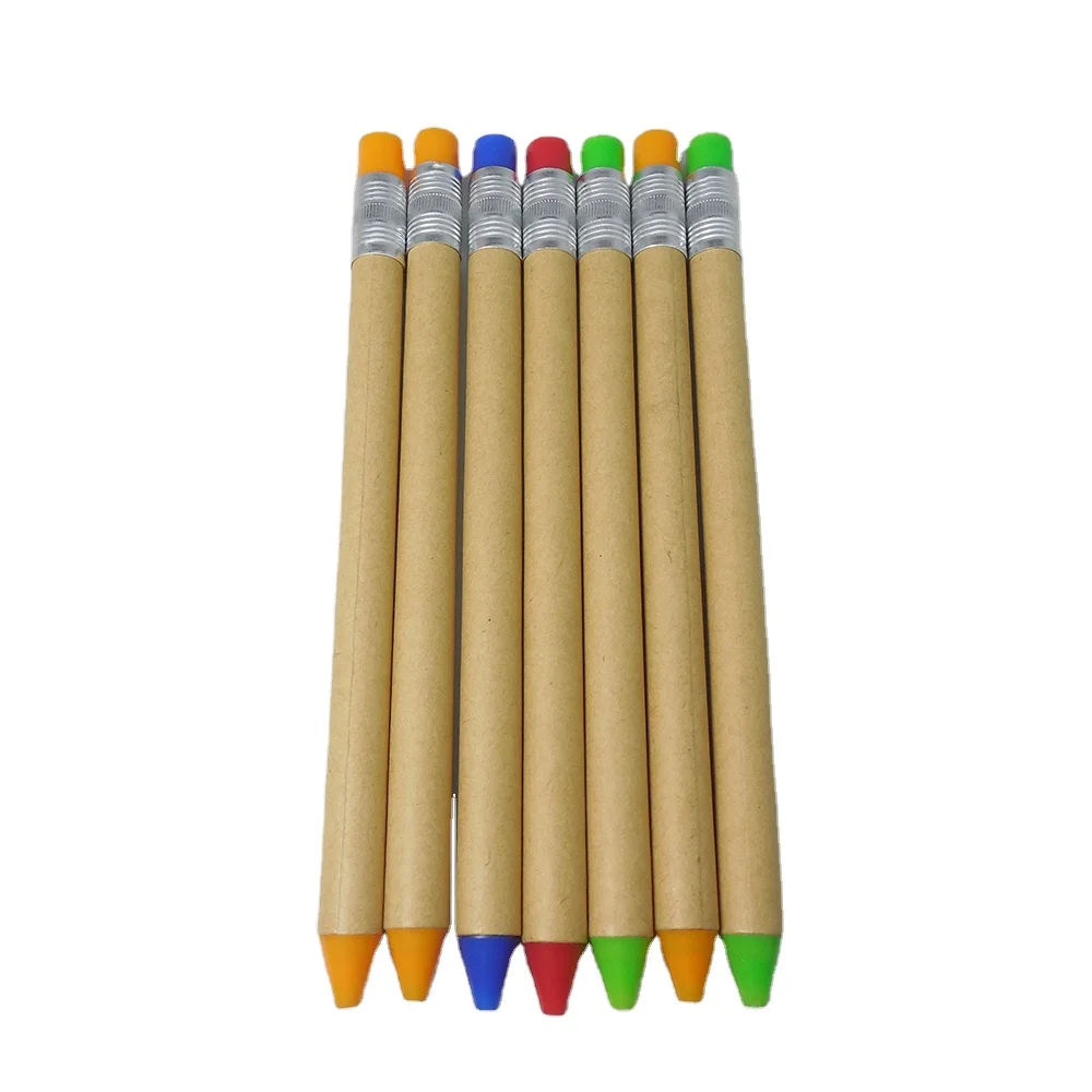 Wholesale Eco-Friendly Plastic Paper Pencil Shape Pen in Ballpoint Pens