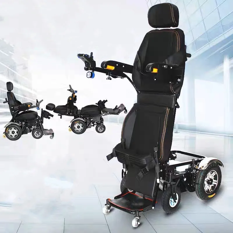 Fully Automatic Intelligent Nursing Stand Up Power Wheelchair Electric Foldable Stand Up Wheelchair For Disabled