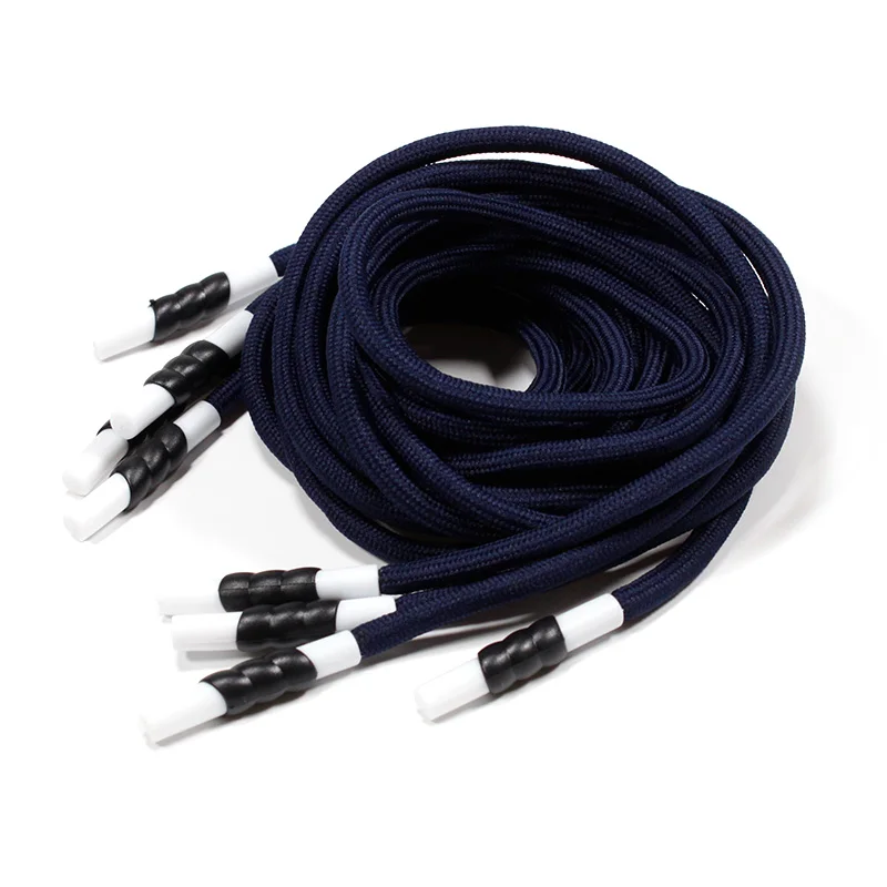 Custom drawstring cord colored round hoodie draw string with rubber tips plastic aglet