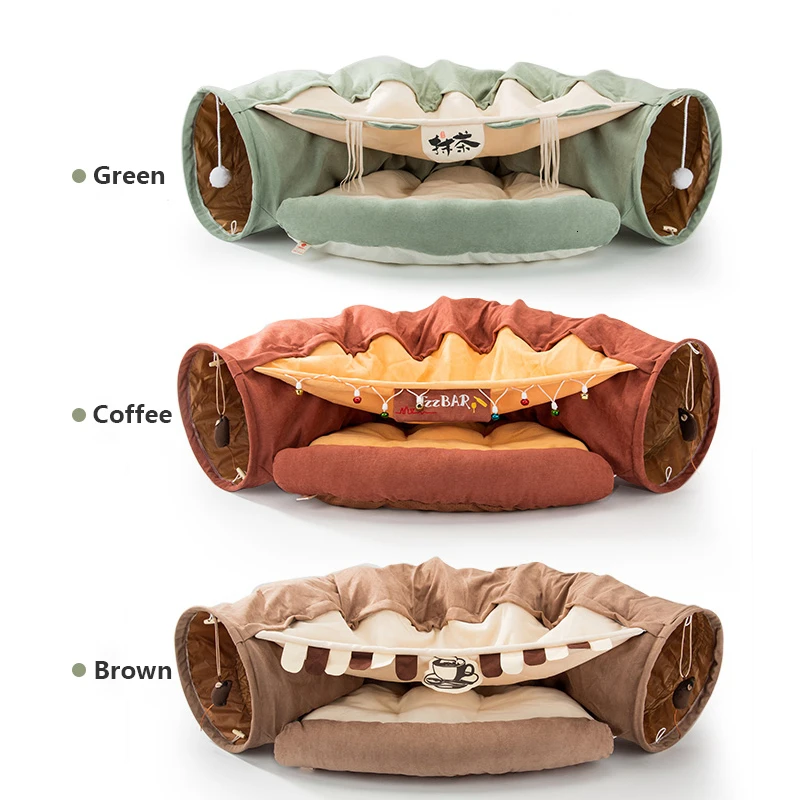 
Pet Cat Nest Collapsible Crinkle Pet Tent Kitten Puppy Ferrets Rabbit Interactive Toys 2 Holes Tunnel Funny Cat Tunnel Bed 