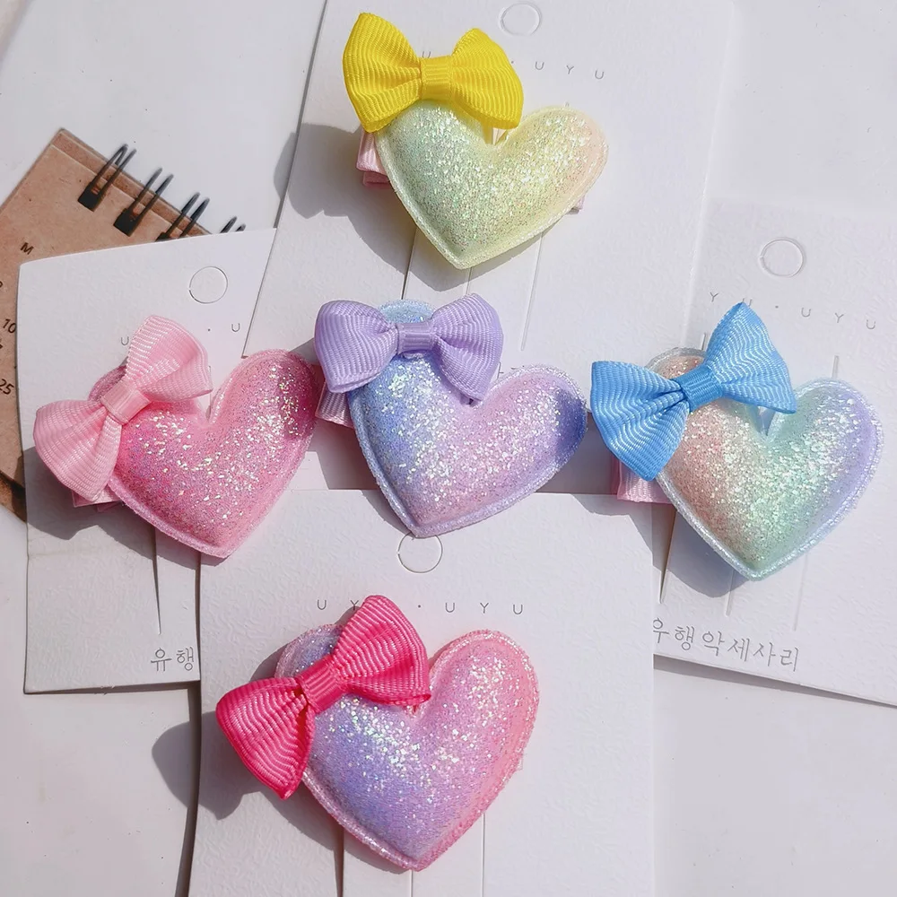High quality Cute kids hair accessories Little Girl Bow Love Hair Card Love duck billed clip for baby girls