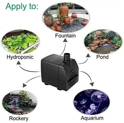 US CUL 530GPH High Lift 45W Water Recycling Multi Function Submersible Aquarium Water Pond Pump