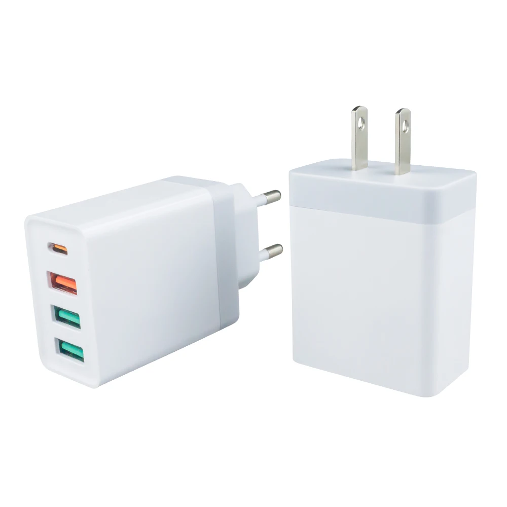 EU US Plug Dual USB Charger 20W Charger Type C Dual USB Charger 4 Ports Charging Adapter for Apple iPhone 12 13 iPad Pro