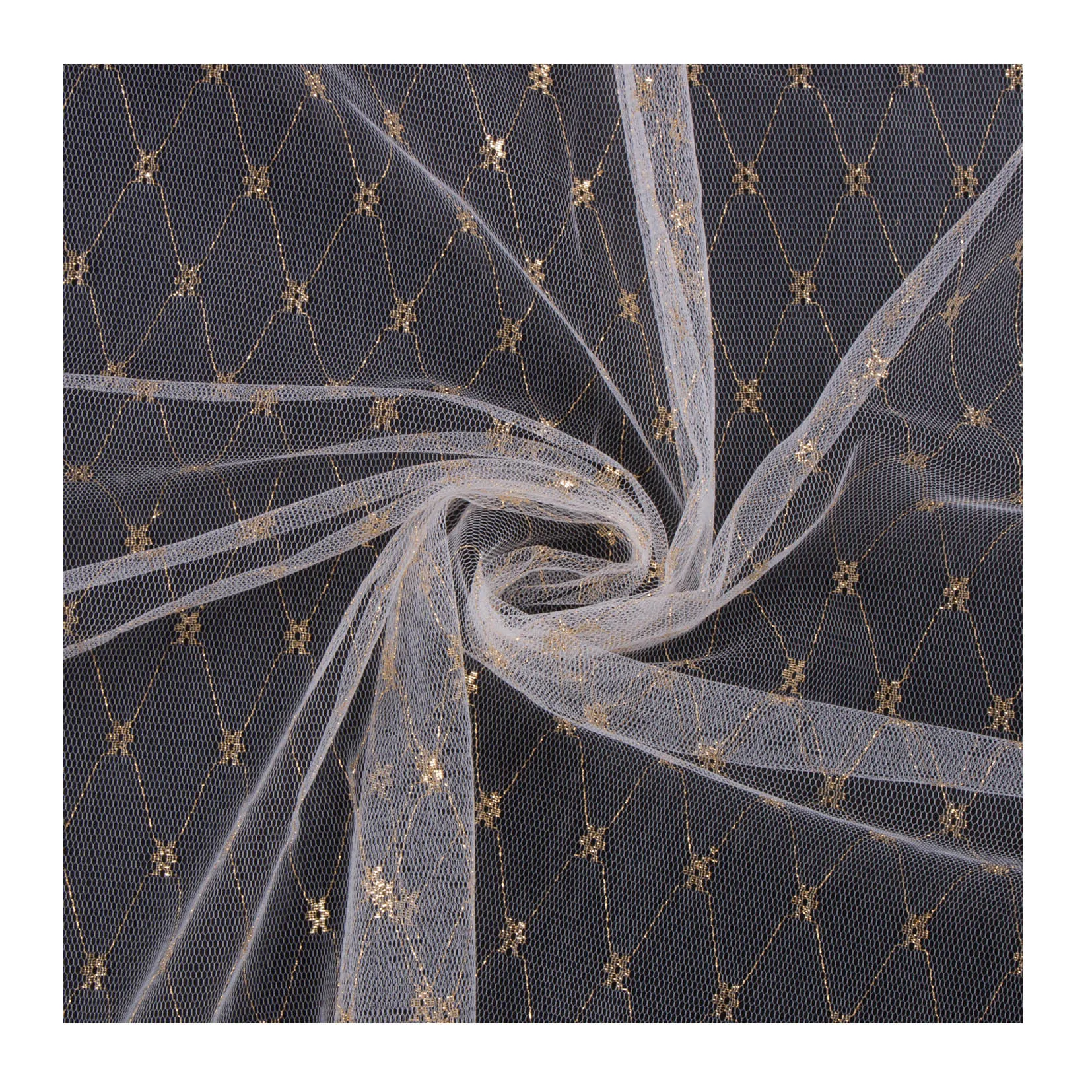 Горячая Распродажа, золотая нить, блестящая нейлоновая, американская, «сделай сам», Тюлевая ткань, кружевная ткань для платья