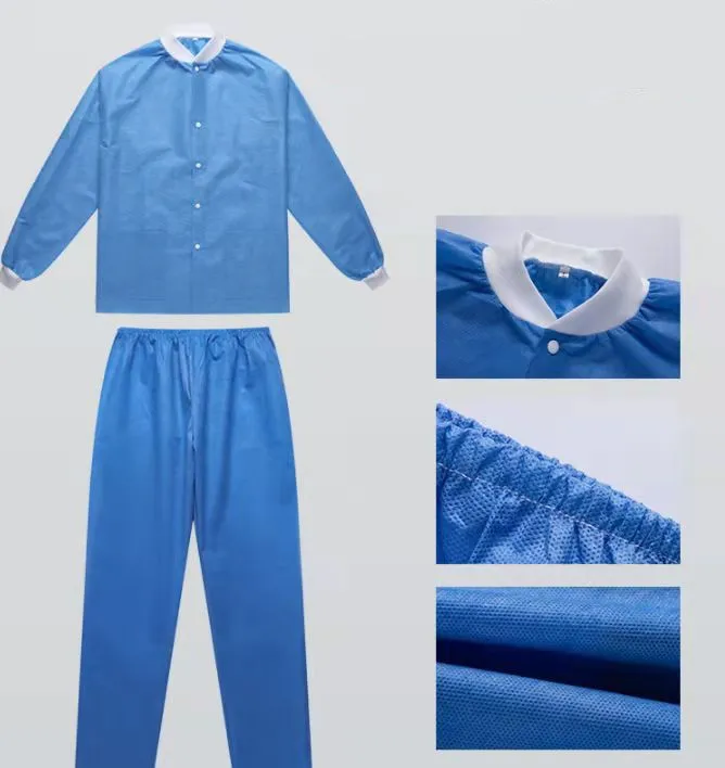 Disposable Medical Uniform Scrub suit Jacket Isolation gown with Tie Waist Pant