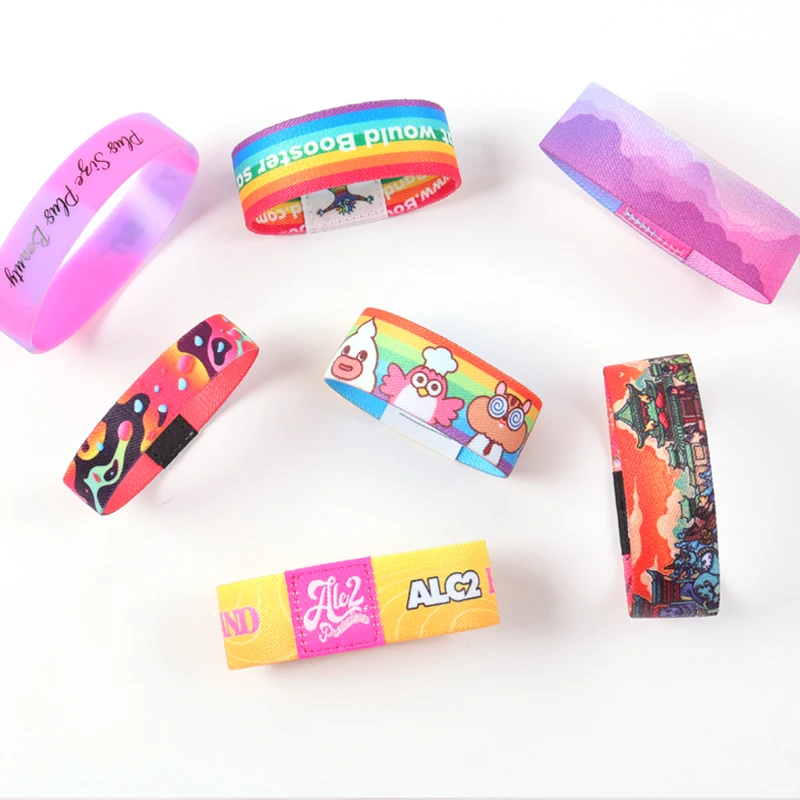 Custom Elastic Wristbands Polyester Bracelet Elastic Fabric Wristbands With Unique Code