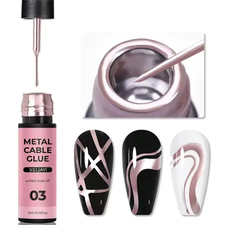 Quality assure 5ml Metallic Liner Gel Nail Polish Chrome Super Bright Mirror Effect Painting Drawing Line French Gel