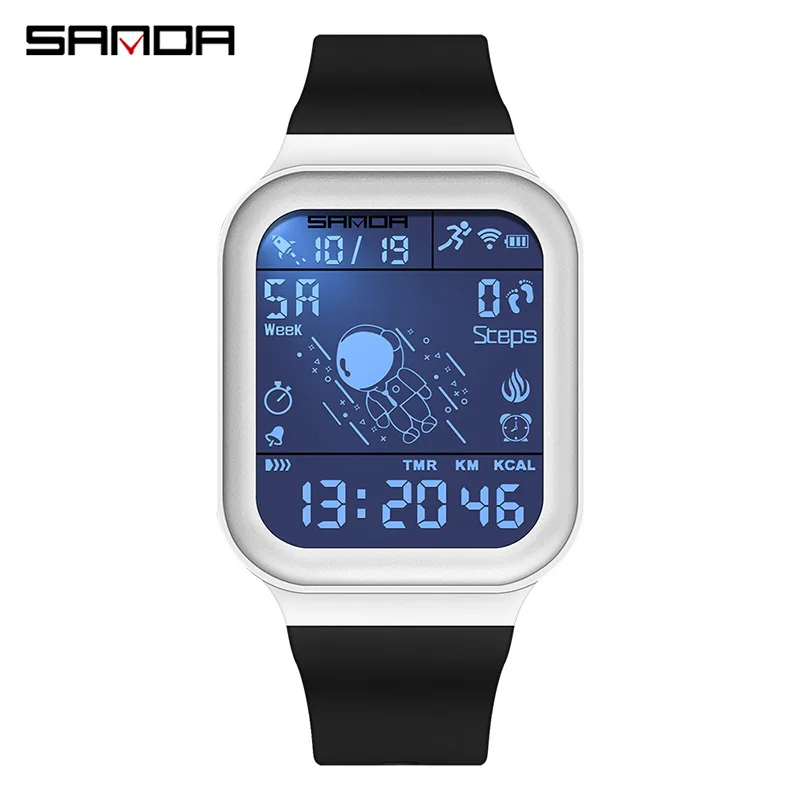 SANDA 6101 Sports Chronograph Watch Relojes Vintage Digital Watch Circuit Board Waterproof Luminous LED Watches For Men