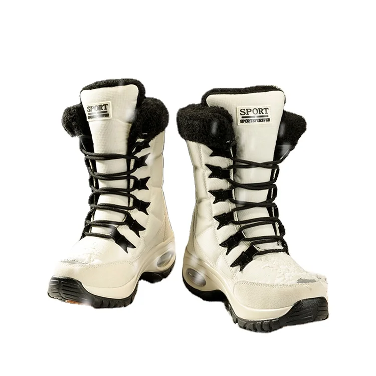 Handmade smoothly increased lace-up fleece warm edge ice surface non-slip sole snow boots