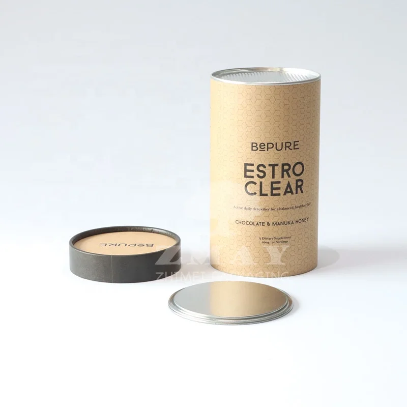 Airtight Protein Powder Packaging Round Paper Box Kraft Paper Material Food Grade Paper Container