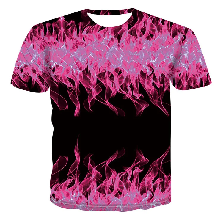 2023  ALLFLY Factory Custom 100% Polyester T-shirts For Men Sublimation 3d Printing  fire pattern T Shirts For Men graphic tees