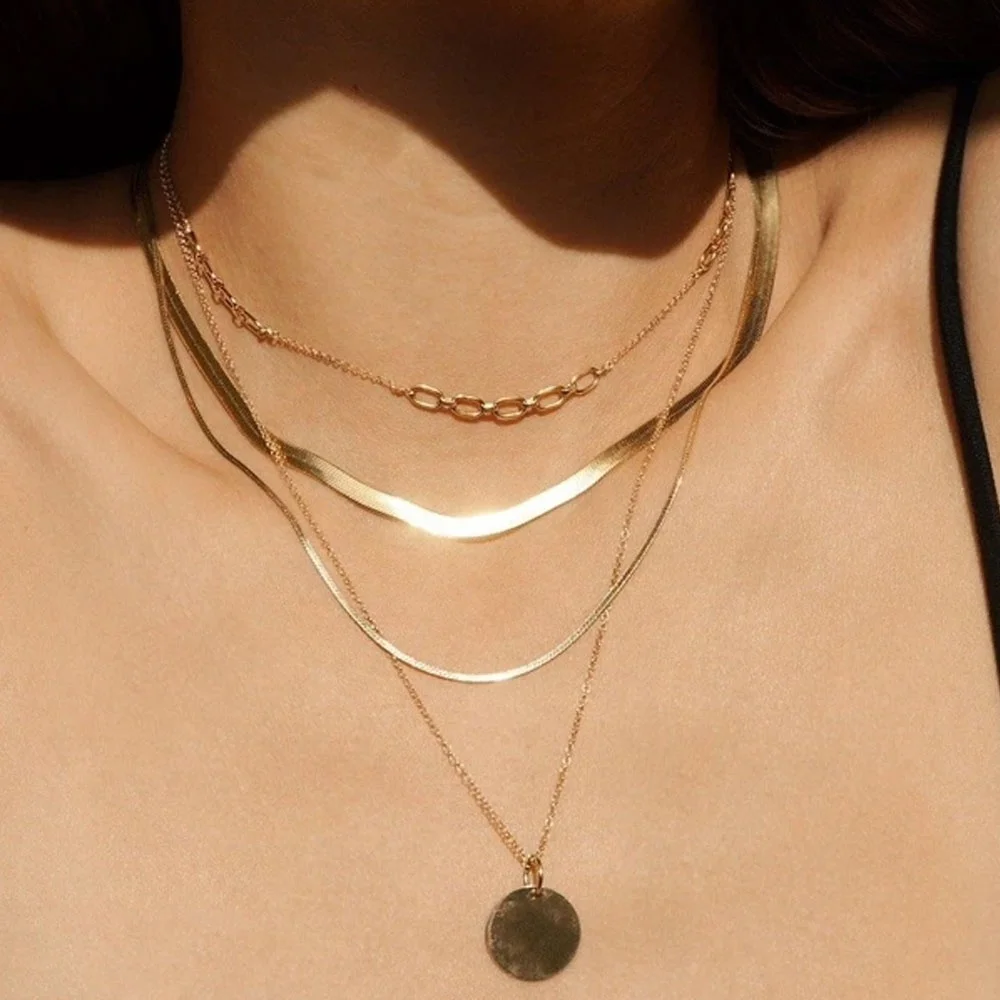 European Elegant Fine Jewelry 45cm 18K Gold Plated Herringbone Chain Necklace 925 Sterling Silver Supported Wholesale