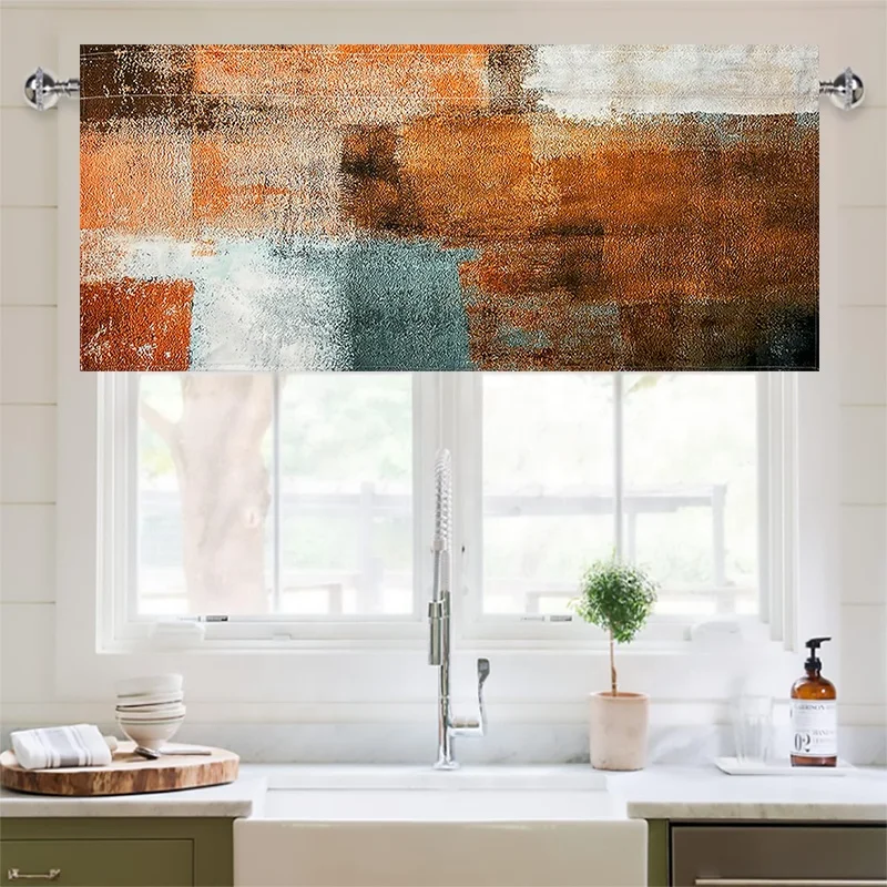 Rustic Aesthetic Rod Pocket Valances for Kitchen Window