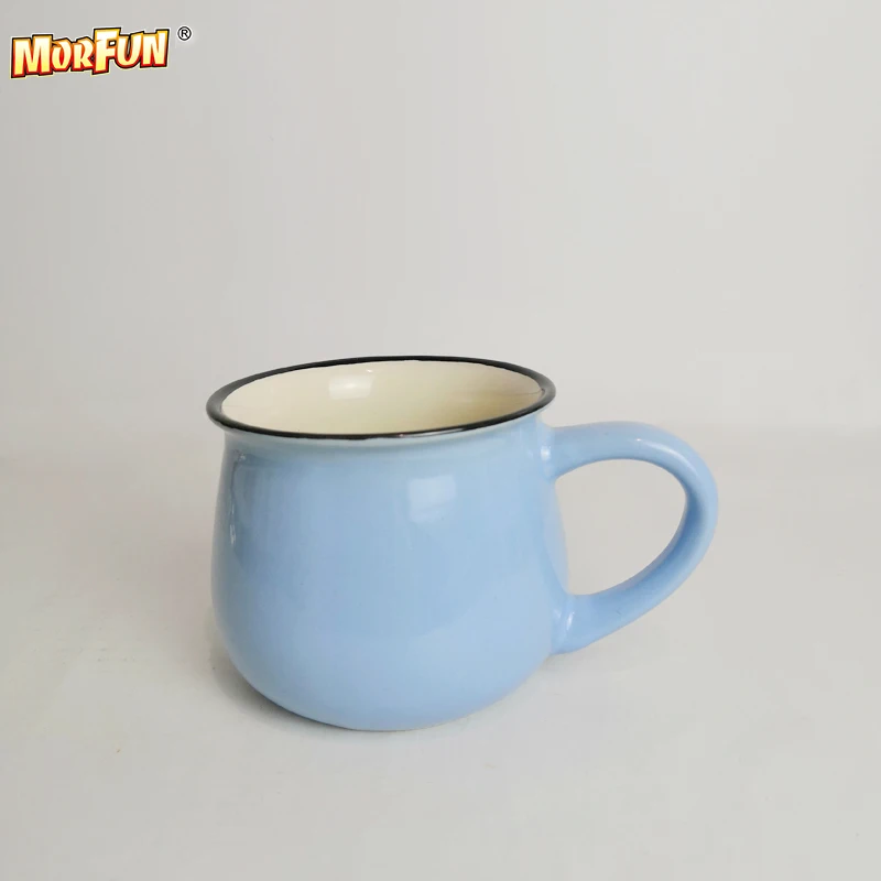 
Светло-голубые глазурные керамические кружки с логотипом на заказ или с принтом 
