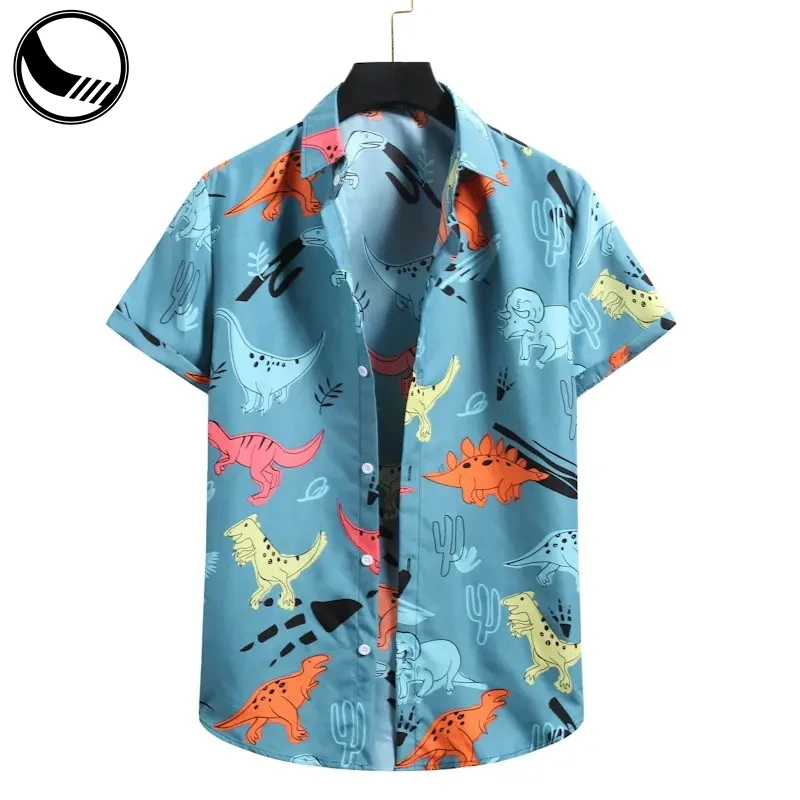 Custom Vacation Mens All Over Print Button Up Short Sleeve Hawaiian Shirt Cotton