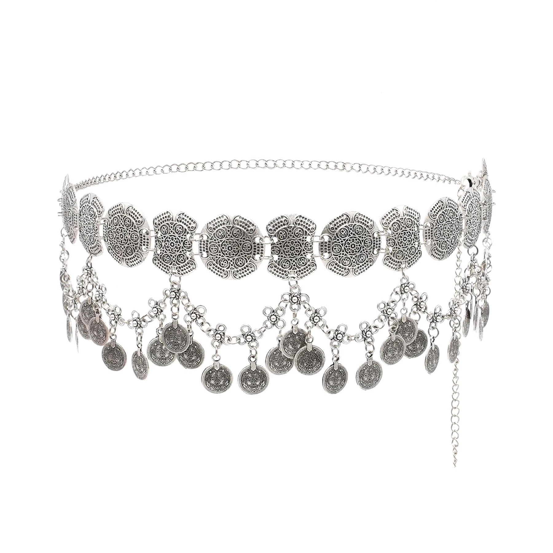 Vintage Style Turkish Gypsy Silver Plated Alloy Coin sexy waist chain,bohemian body jewelry,turkish jewelry