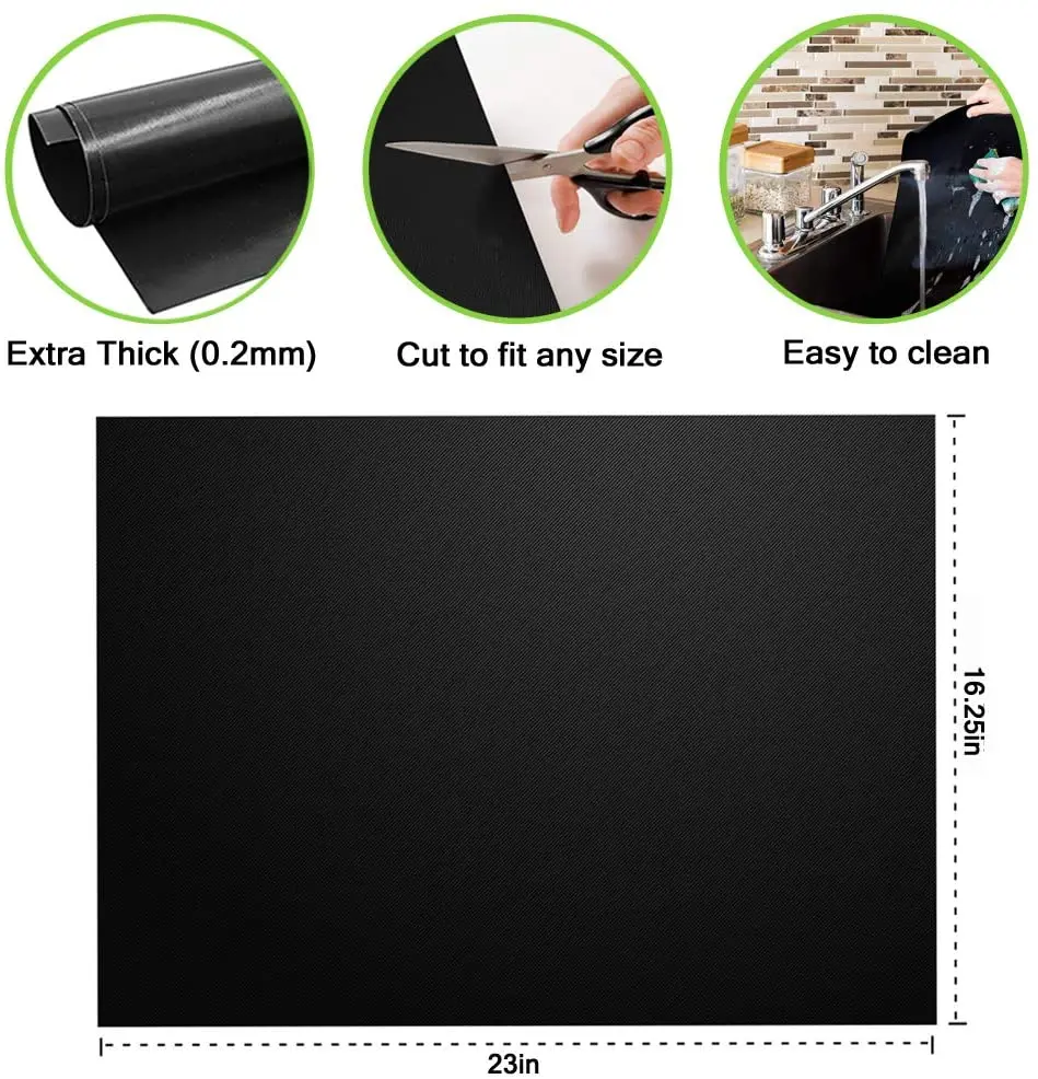 2023 hot selling reusable black oven mat oven liners baking mat for oven food grade silicon mat