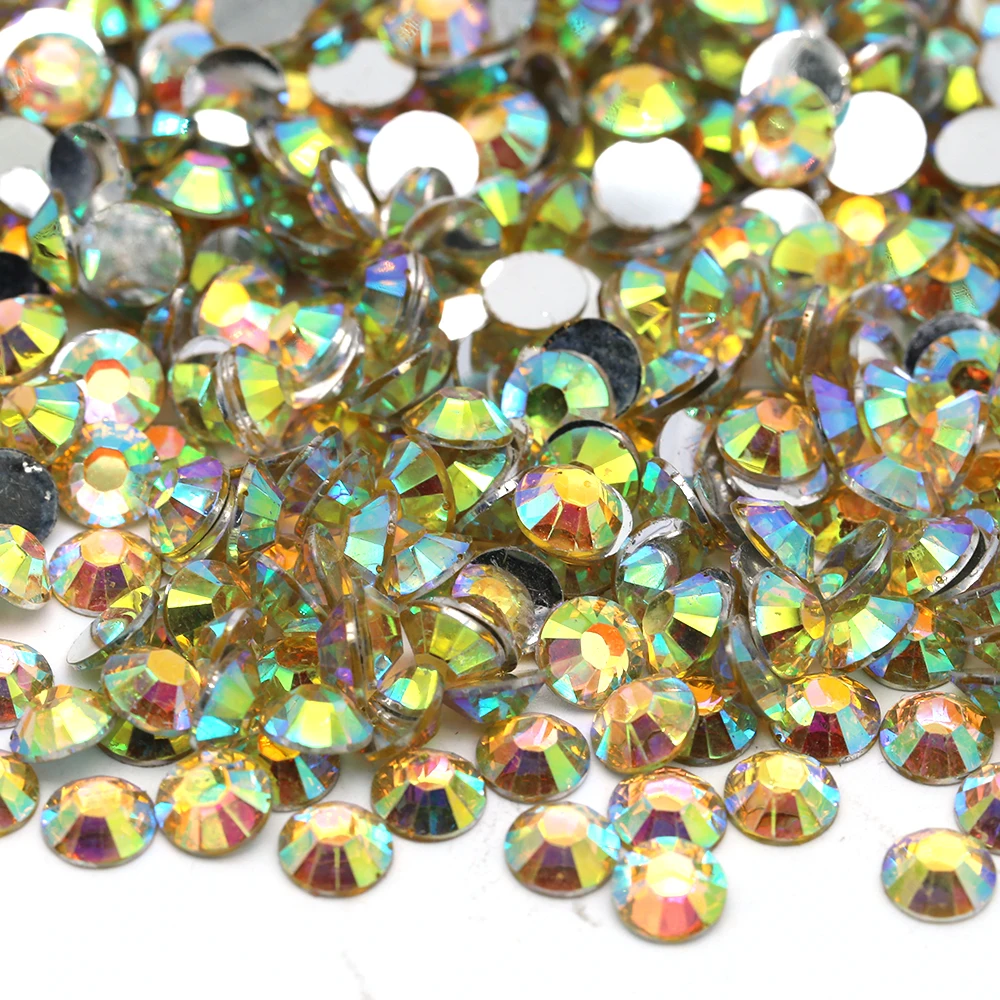 XULIN 4mm Plated 10 Kinds New Colors Crystal Flat Back Loose Round Resin Rhinestones Stones in bulk