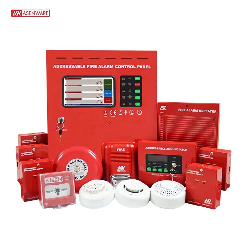 ASENWARE two wire Addressable Fire system  with LCD touchscreen