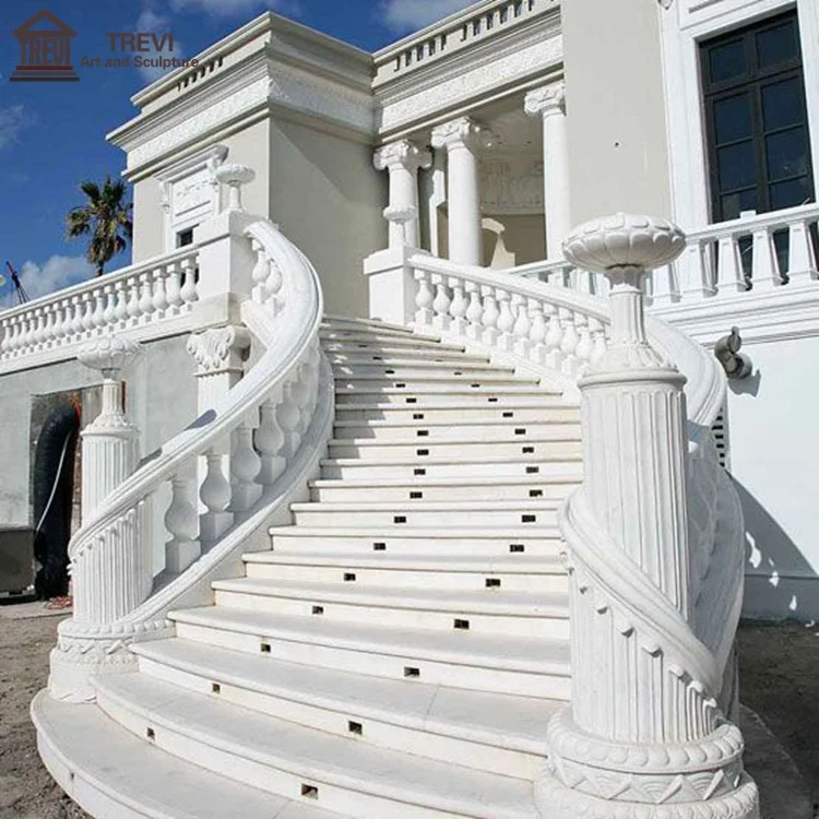 Luxury Villa Spiral Circular Staircase Natural Stone Marble Granite Stair Steps Tiles