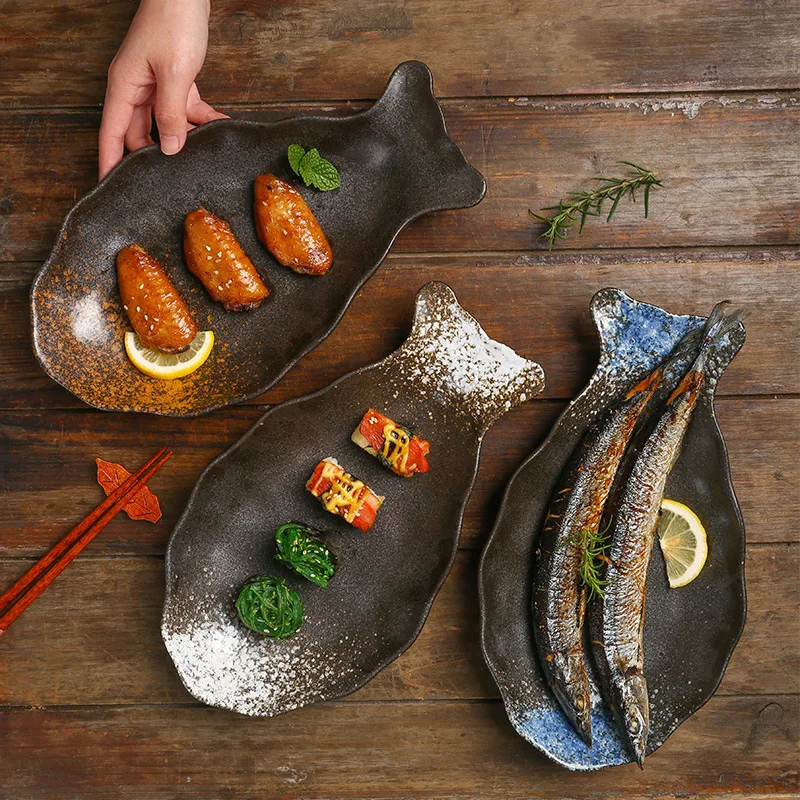 Creative Large Ceramic Fish Plate for Steaming & Baking Dishware with INS Design Style for Household & Restaurant Use