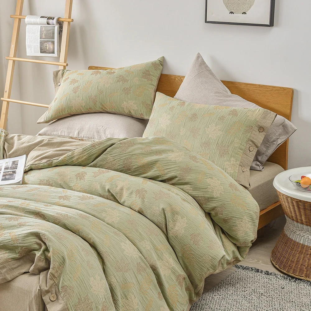 100 cotton pale green autumn leave plant farmhouse bed linens bed linen king size online fashion soft for farmhouse holiday
