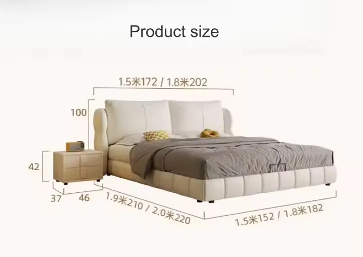 Простая мягкая кровать размера «King-Size»