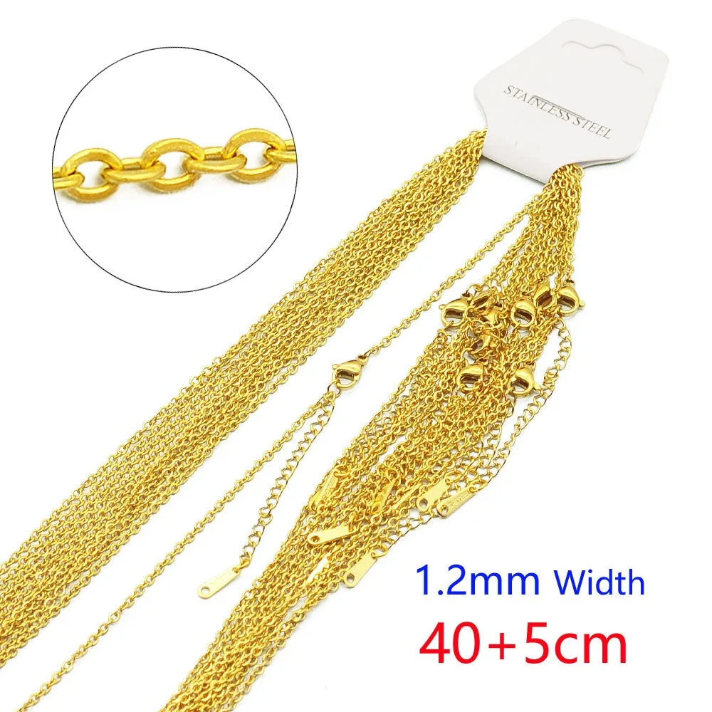 Necklace Chain Stainless Steel Link Cable Chain Necklace with Lobster Clasps for DIY Jewelry Making 18inch Gold Silver