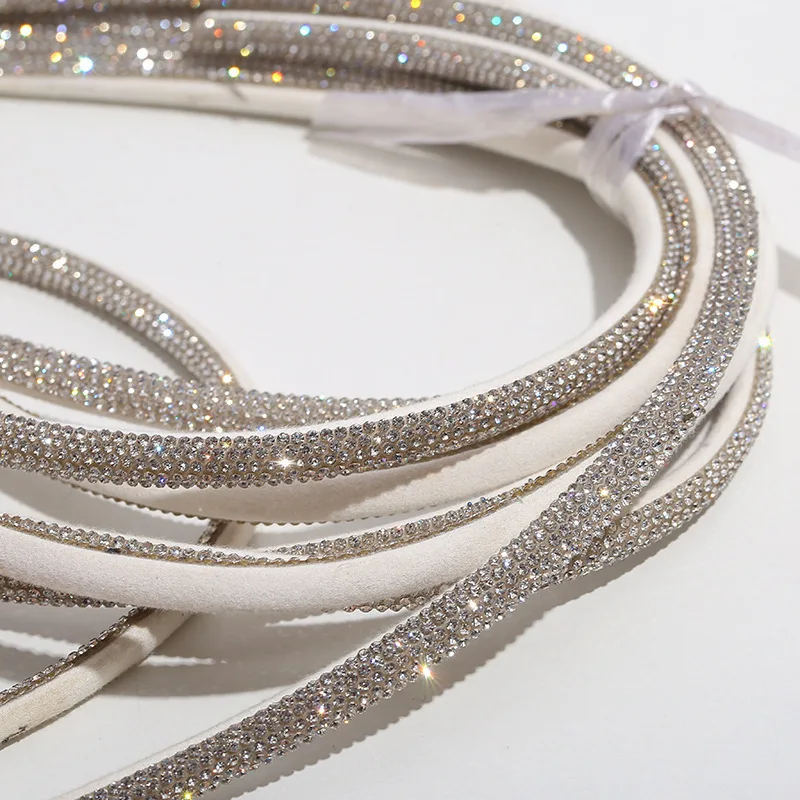 Wholesale Custom Bling Crystal Diamond Trim 6mm Crystal Ribbon Trim Rhinestone Rope For Shoe lace Hoodies