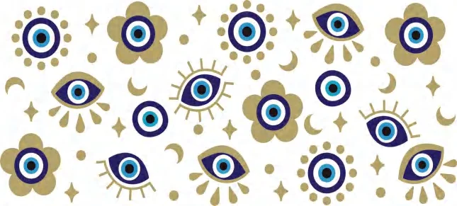 Designs MOQ 20 proof water evil eye uv dtf cup wraps transfer film sheet label decal sticker for 16oz Libbey Glasses cups mugs