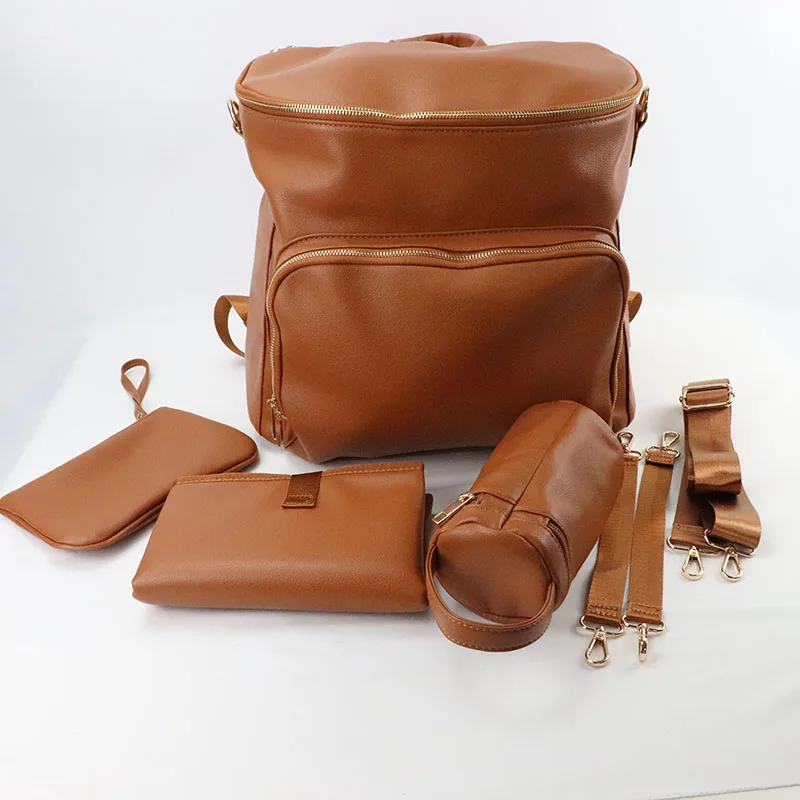 Fashion PU Leather Multifunction Baby Mami Mummy Mothers Diaper Nappy Bags Backpack