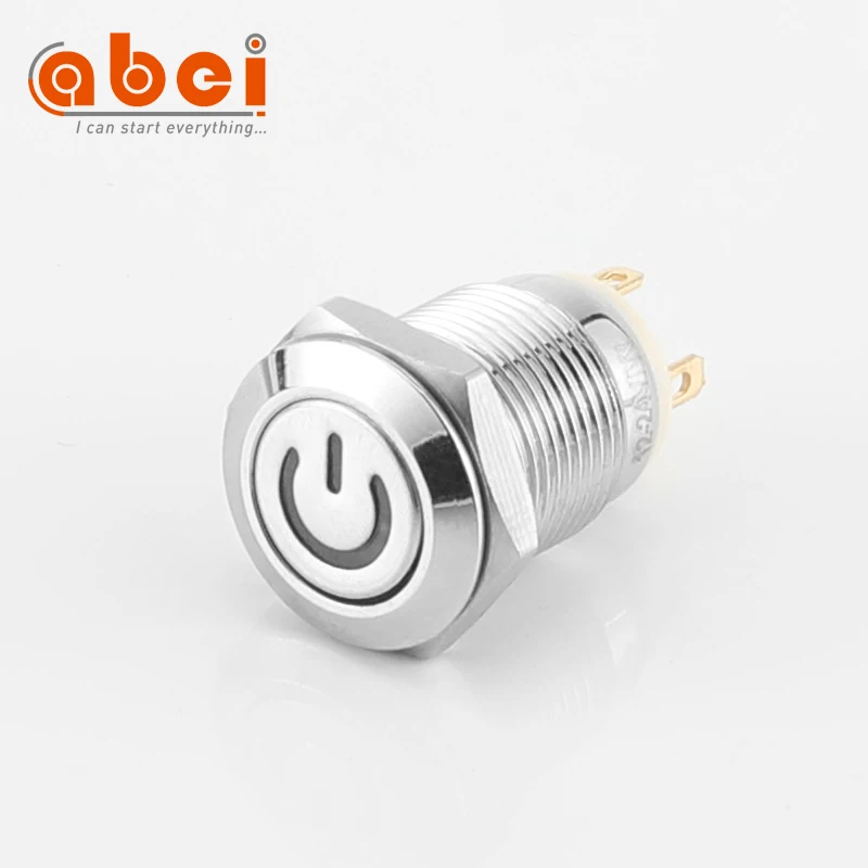 12mm Momentary 1NO Push Button Switch on off switch with power symbol 6V12V