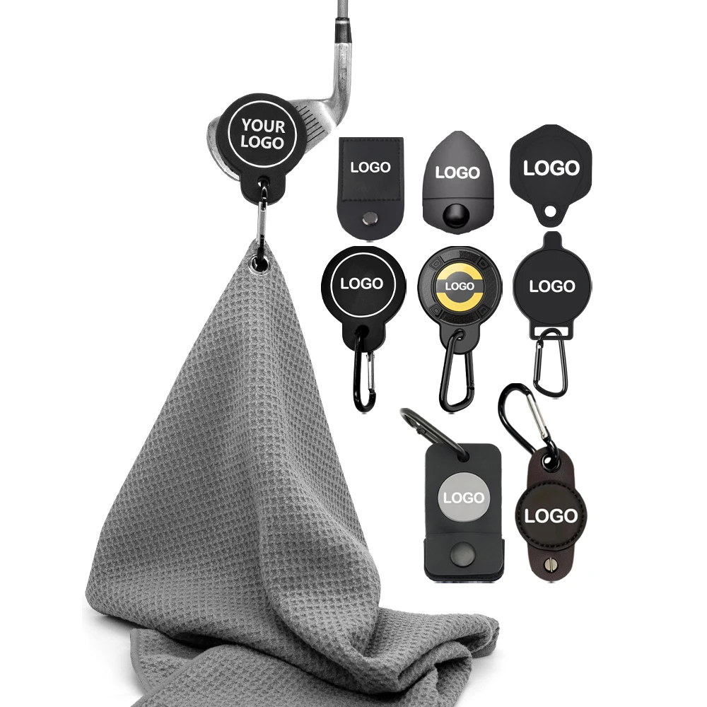 Custom Golf Ball Club Cleaning Towel Embroidered Golf Towel Microfiber Magnetic Embroider Golf Towel Microfiber Magnet