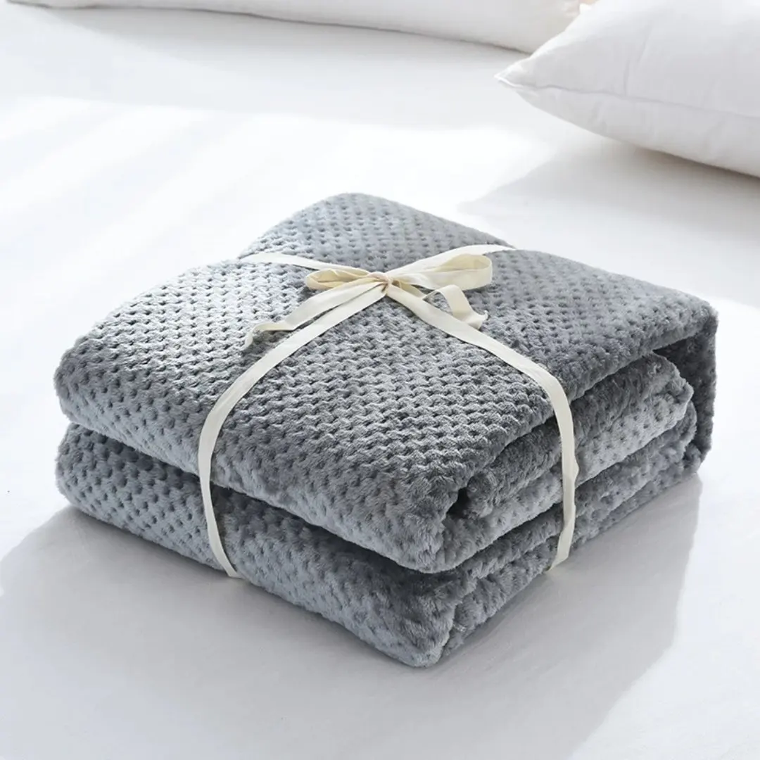 China factory wholesale custom super soft plaid flannel blanket coral fleece blanket