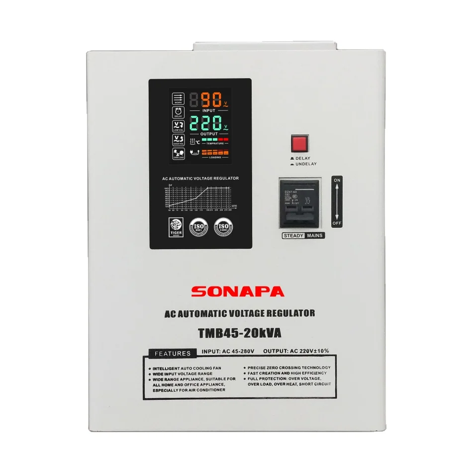 Input 45-280V 20KVA stabilizer AC220V Single Phase automatic voltage regulators/stabilizers AVR