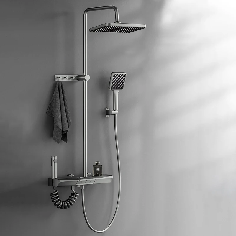 Wholesale Price Piano Key Shower faucet Set Bathroom  Piano Key with Temperature Display Knob Type  Shower mixer Set