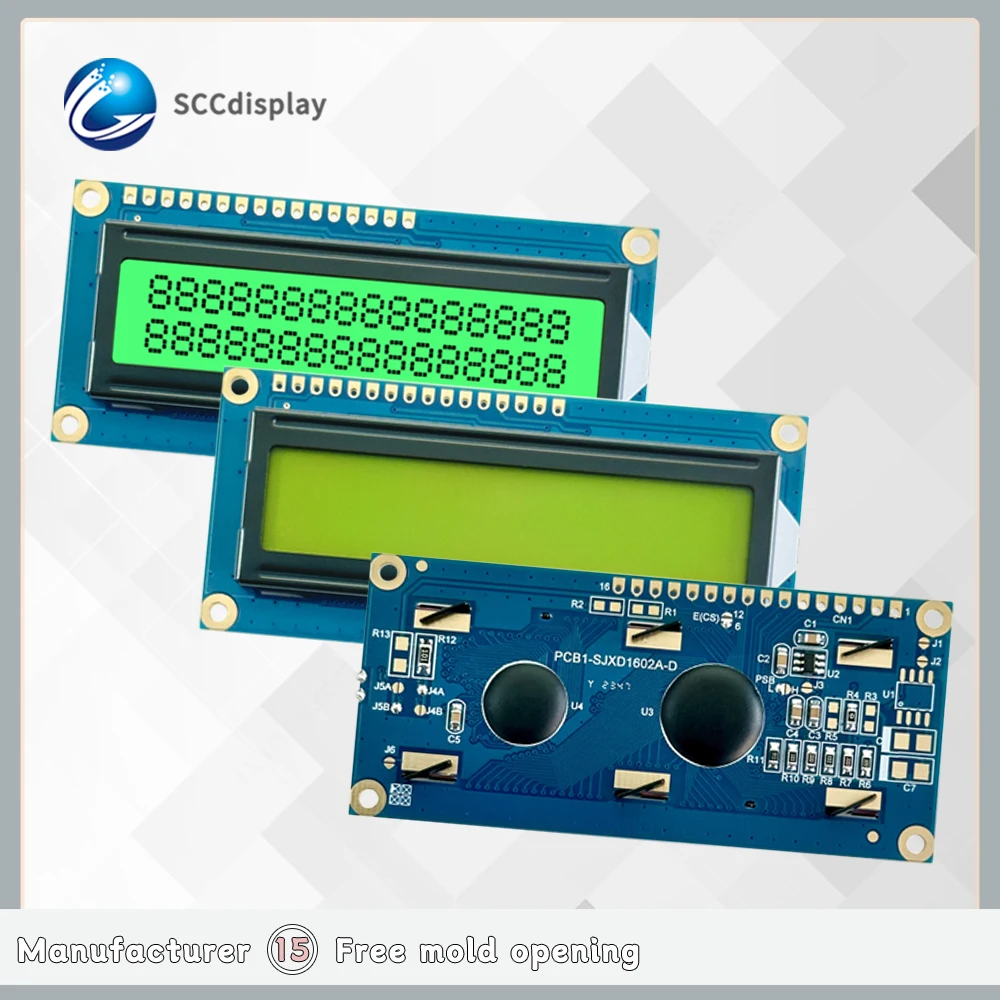 Wholesale price sales16x2 lcd SJXD1602A-D STN Emerald positive lcd character Dot matrix screen lcd display module 1602