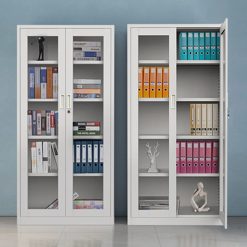 Cheap Price Office Furniture 2 Glass Door Display Iron File Cabinet White