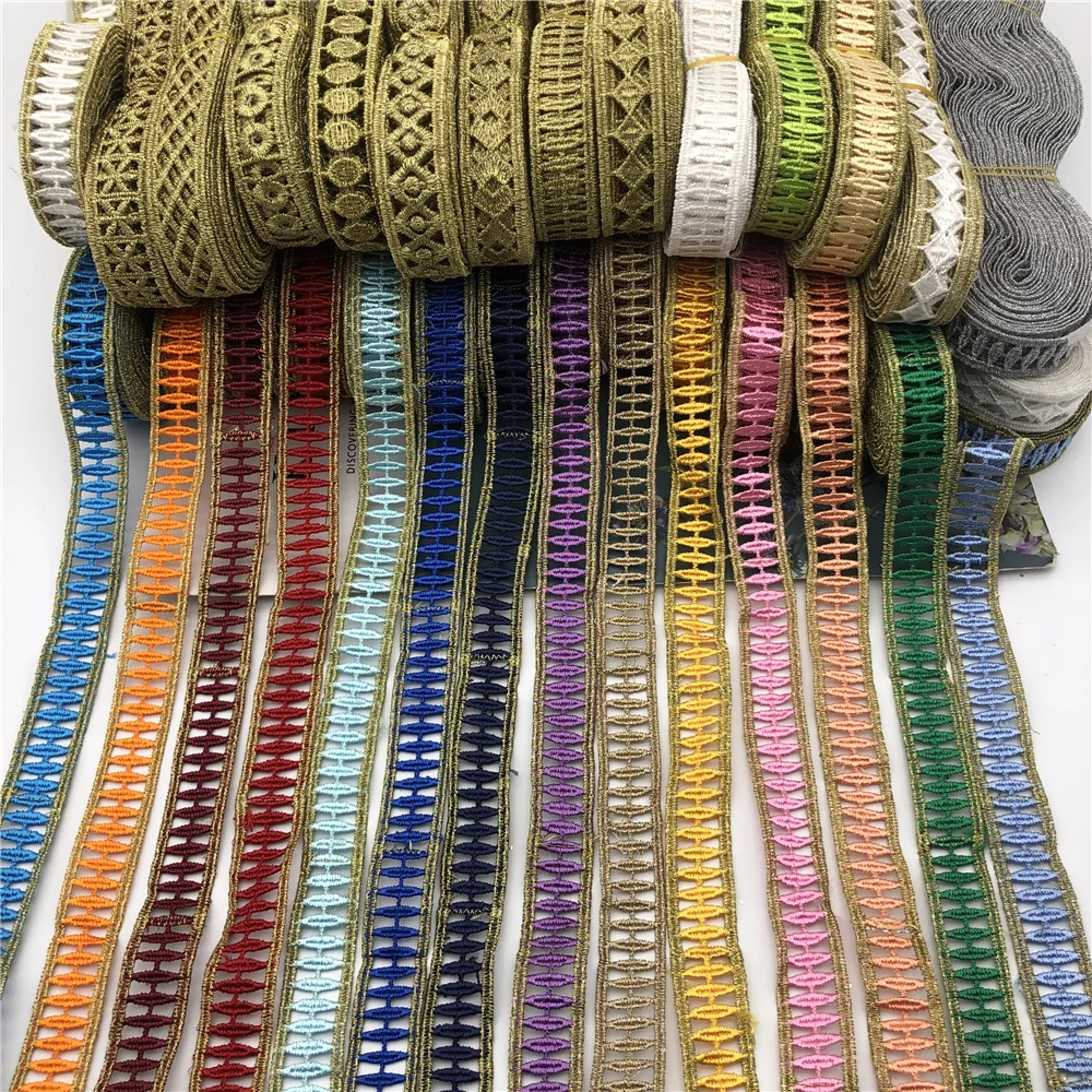 Africa colorful  Embroidered  gold braid lace trimming ribbon Trim For craft sew  Wedding Applique DIY wide 2cm