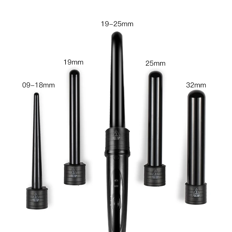 Electric LED Professional Ceramic 5 in 1 Curling Wand Set Wave Curling Iron Hair Curling Iron Interchangeable Hair Curler