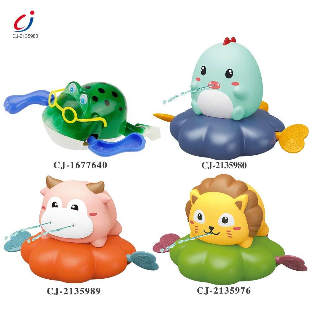 2021 Popular Swimming Shower Squeeze Spray Water Floating Bath Kids Bathtub Toy Pull Line Wind Up Tub Toys For