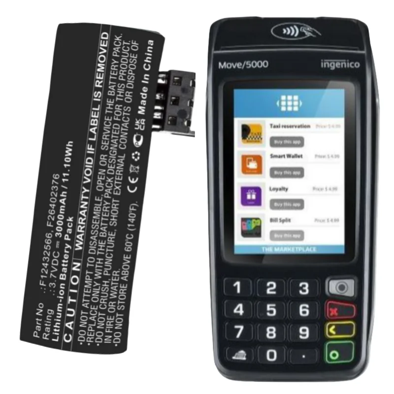 F26402376 F12432566 RHINO POWER 3 7 V литий-ионный аккумулятор 3000mAh Замена для Ingenico Move 5000F 5000 5000s