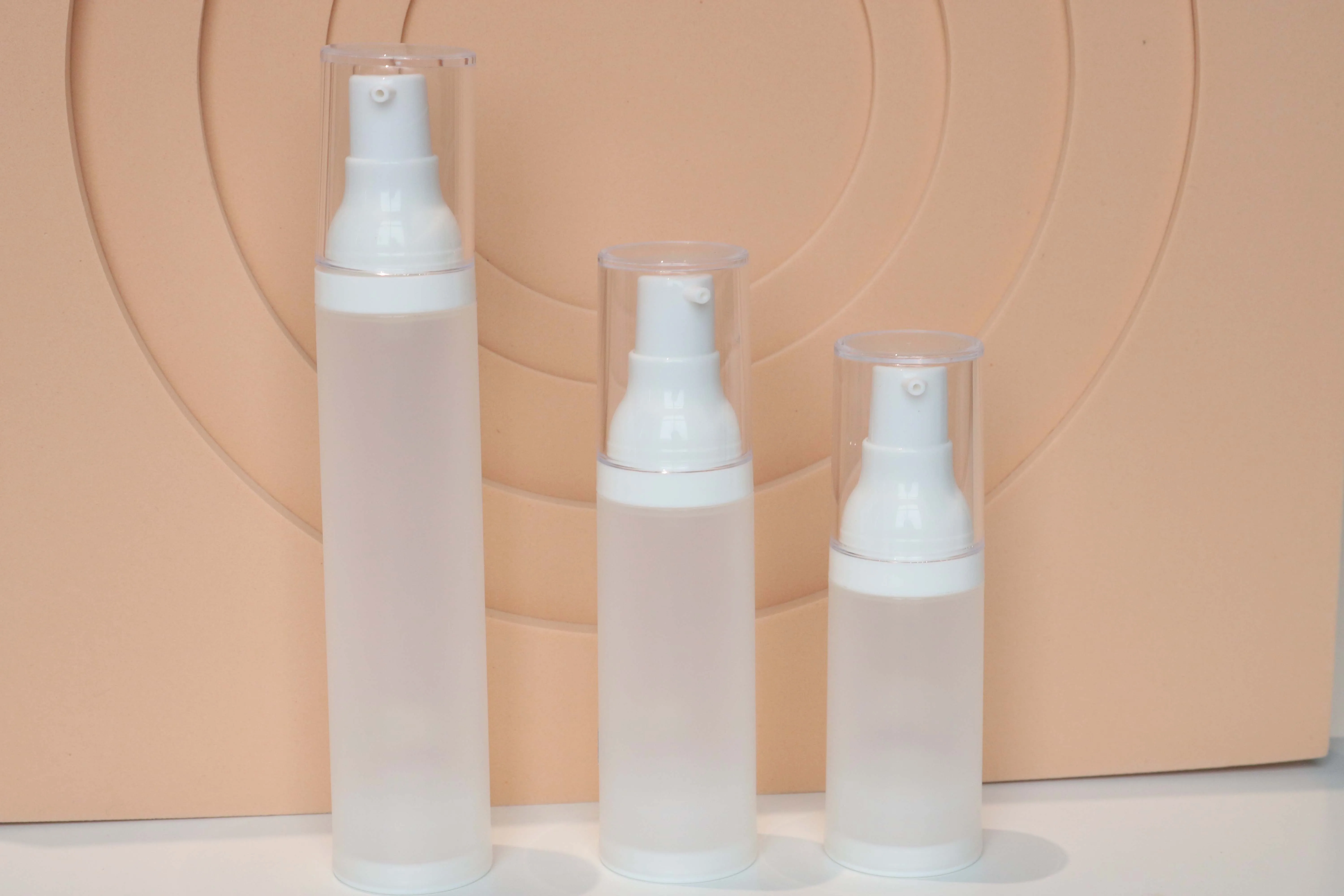 Airless pump bottle 30ml 50ml cosmetic matte recyclable packaging opaque glass gas free glass bottle